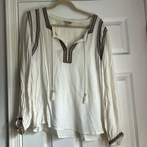 Lucky brand offwhite embroidered tunic